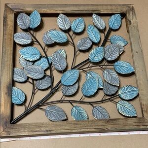 Blue and Gray Leaf Wall Art